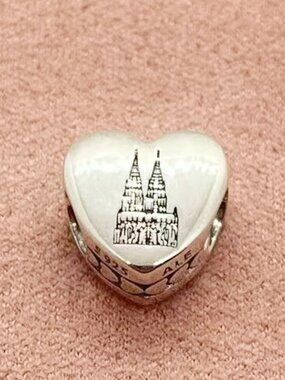 Pandora Cologne Cathedral charm Heart Bead Charm Bracelet Pendant